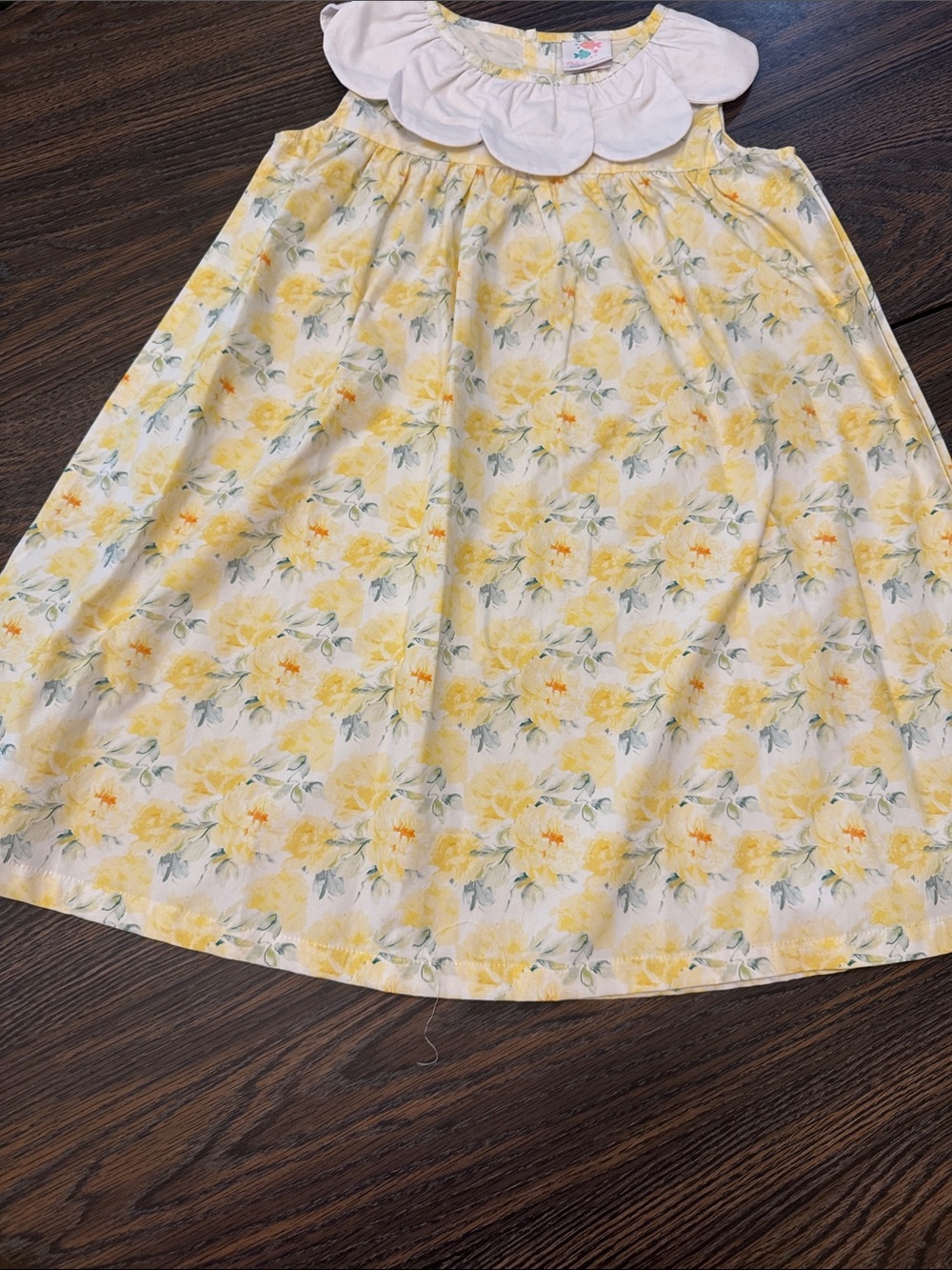 Stitchy Fish 7 Yellow Floral Dress with Scalloped Collar - Picture 5 of 7